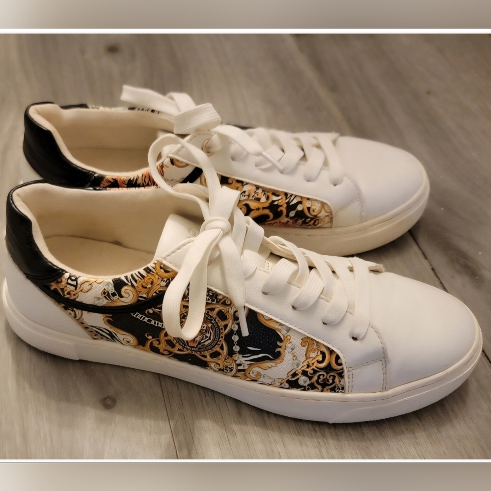 ALDO Sneakers Flats Tiger Chains Pearls urban black white gold Size 8M